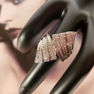 Vintage 1990s Diamonique CZ Bypass SS .925 Ring